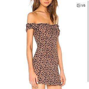 Revolve Off the Shoulder Leopard Print Dress